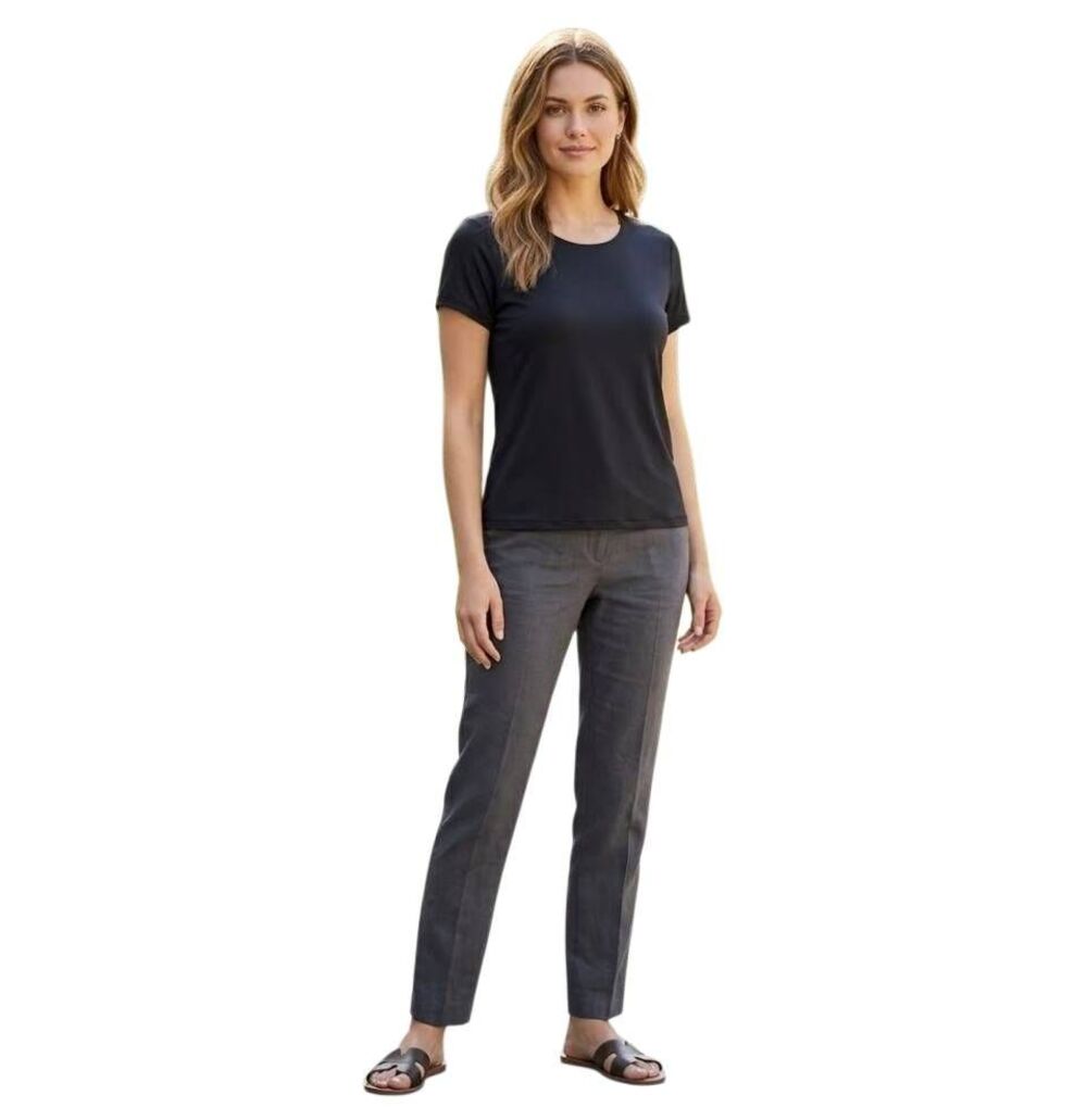 Tahari Modern Essentials Black Nylon Spandex Scoop Neck Tee Top Women's Sz XL